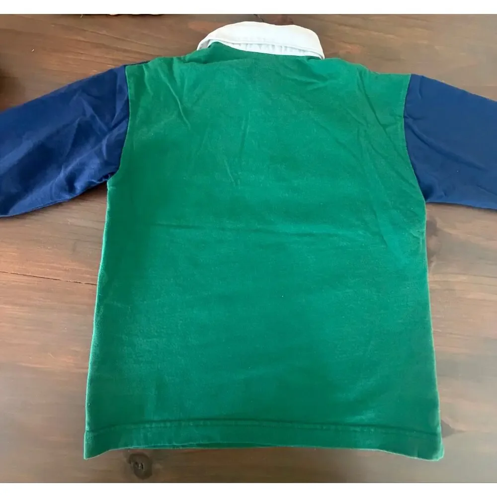 Vintage 90’s boys Gymboree rainbow tag ColorBlock ruby long sleeve polo xl 4-6